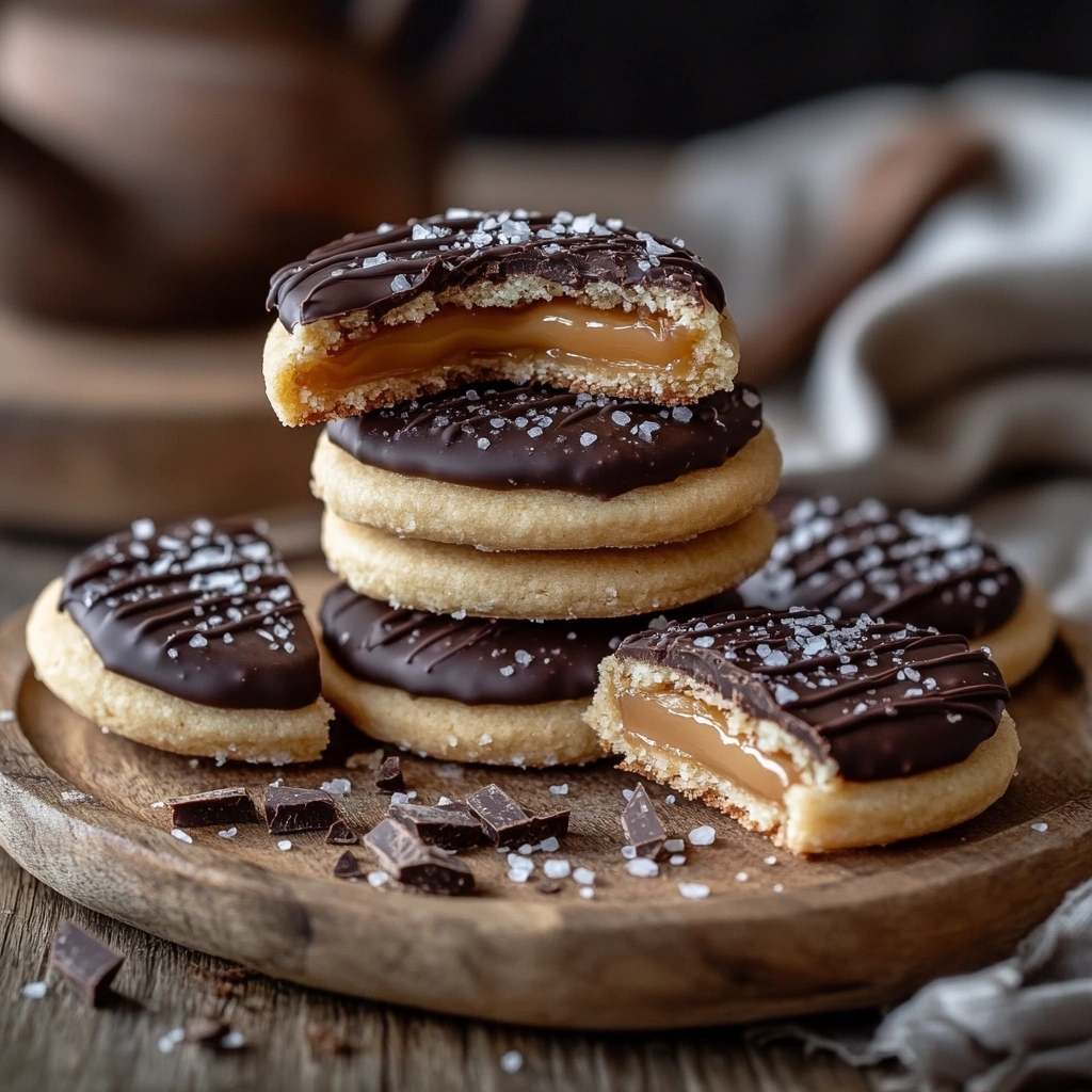 Caramel Stuffed Shortbread Cookies